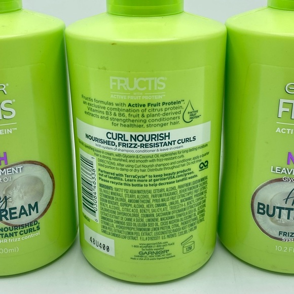 3 Garnier Fructis Curl Nourish Leave-in Treatment Air Dry Butter Cream 10oz Each - Picture 4 of 4